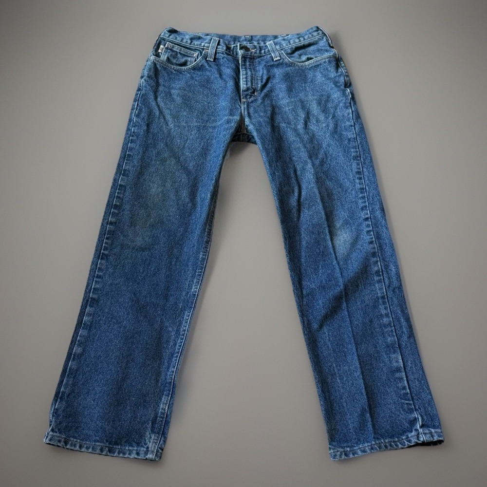 Carhartt FRB004-MDS Relaxed Fit 34x32 FR Flame Resistant Blue Denim Jeans Mens